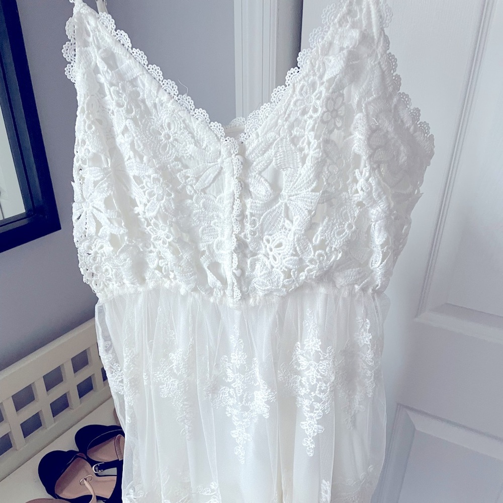White Lace Mini Dress